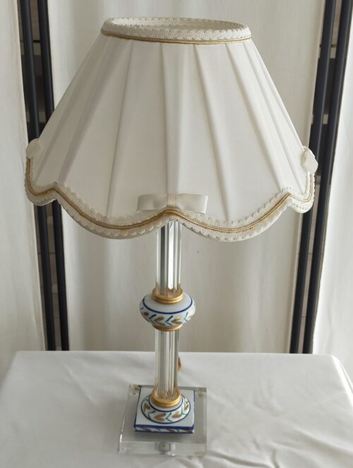 Lampada cristallo con dettagli in ceramica